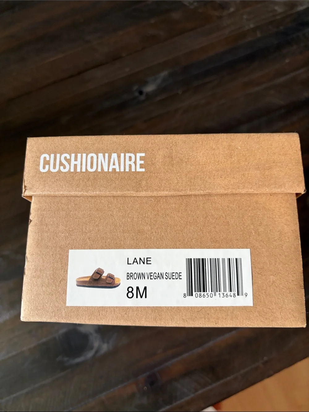 Lane  Brown Vegan Suede Sandals by CUSHIONAIRE